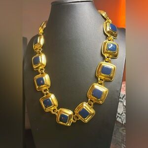 Elegant Gold and Blue Necklace